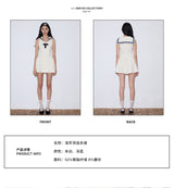 rirri 2025 Spring-Summer Sailor Collar Slim-Fit Bow Waist Dress
