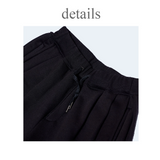 WIDE FIT TWO-TUCK PLEATS SWEAT PANTS_BLACK 起毛 