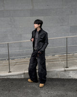 Kale Panel High-Neck Leather Jacket