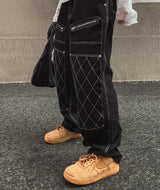 ダイヤステッチダブルニーワイドパンツ