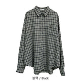 [Same-day shipping🚚/Jangmaru look☔] Bow overfit boxy fit long-sleeved checkered shirt 2 colors