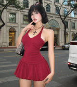 Puffy dress - WINE DRESS