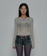 CORSET SHEER LONG SLEEVE_BEIGE
