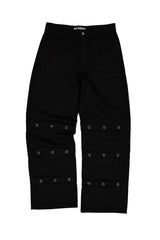ピンタックアイレットパンツ/ ブラック