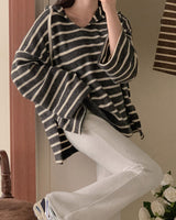 Striped fleece hood