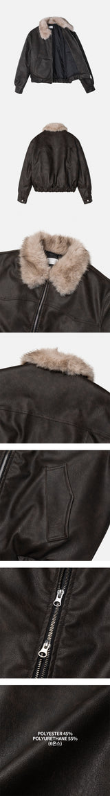 [F/W] Real raccoon fur leather blouson(3color)