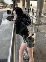 Damage Fur Denim Jacket