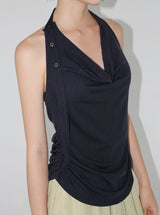 STRAP HALTER SHIRRING TOP