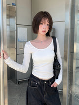チャリンディープUネック2ウェイレイヤードTシャツ
