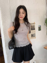 #Wave Point Short Sleeve T-shirt + Sleeveless Set (3color)
