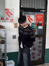 Bleach Curved Denim Pants (Black / S·M·L)