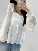 RIBBON POINT MESH CARDIGAN🤍🩷🩵💛🖤 - 5 COLORS