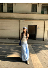 sky frill cancan long skirt