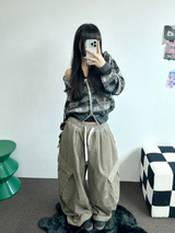 2ウェイ🤎 ノルディックフーディーセミクロッピードジップアップジャケット 🤎💙🩶2カラー