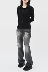 (W) Slit Flare Denim