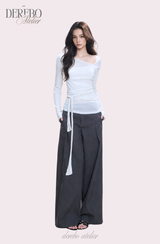 Thai wrap strap long-sleeve T-shirt