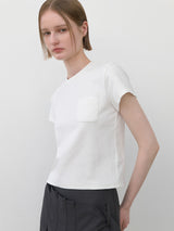 (T-6993)SOLID POCKET SLIM TEE