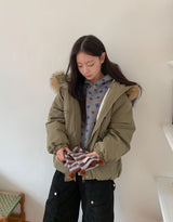 Hots High Neck Button Dot Hooded Knit