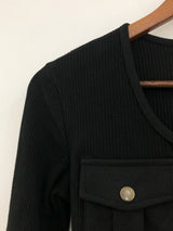 Two-Pocket Slim Button Tee