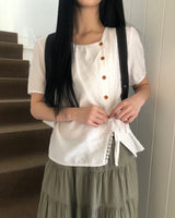 ラメオン ラップ ショート スリーブ ブラウス