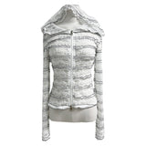 シュガーベールシアーレース ロングスリーブフーデッドジップアップ (White)