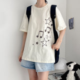 Musical note boxy fit short-sleeved T-shirt (5 colors) H&L