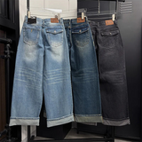 [4season] Wide roll up denim pants(3color)