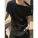 [S/S] Side zipper half knit t-shirts(3color)