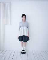 Dot flare layered top / gray
