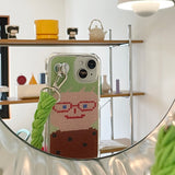 SMILEY FACE HARD JELL CASE - VER.2 (+HAIR KEYRING SET) - GREEN