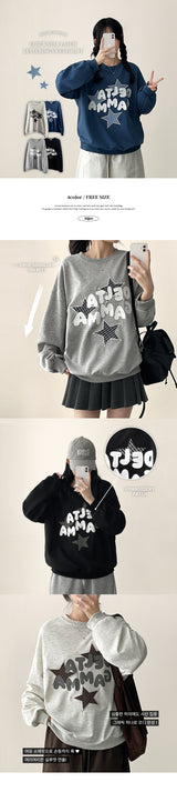 Dien Check Star Pattern Embroidery Sweatshirt