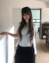 リリンUネックベーシックラウンド半袖Tシャツ