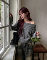 [wool43%] デイズフォールドオフショルダーニット