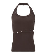 STUD HALTER TANKTOP - CHOCO BROWN
