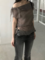 Layer off-shoulder blouse (3 colors)