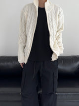 [MADE] Two-Way Wool Cable Knit Zip-Up (7C)
