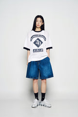 25SS ワイドベーシックデニムショートパンツ ブルー