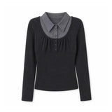 Tina Check Collar Layered Tee