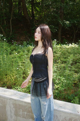 chiffon strap layered mini wrap skirt