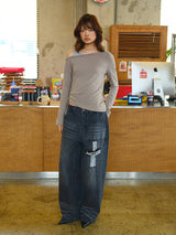 CROSS APLIQUE DENIM BLACK