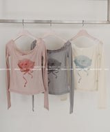 ローズレースオフショルダーTシャツ