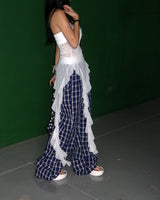 Checked around wide pants