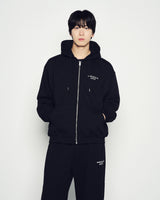 25FW ボーダーラインベーシックロゴフーディージップアップ ブラック
