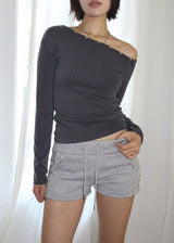 SQUARE STUD MINI SHORTS