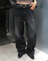 Eyelet denim pants