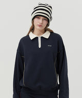 OPEN COLLAR SWEATSHIRT [DARK NAVY]