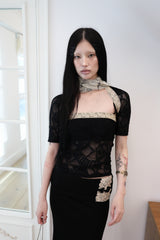 [香] Floral Lace Sleeveless & Bolero SET (Black)
