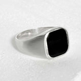 SV925-square point simple ring-N silver