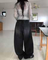 バーティサイドピンタックバルーンデニムパンツ