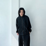 Minimalist Structural Aesthetic Drawstring Hem Striped Stand Collar Jacket